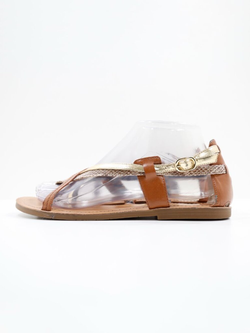Jessica Simpson Jamila Brown Leather Lightweight Flat Strappy Thong Sandals - 8